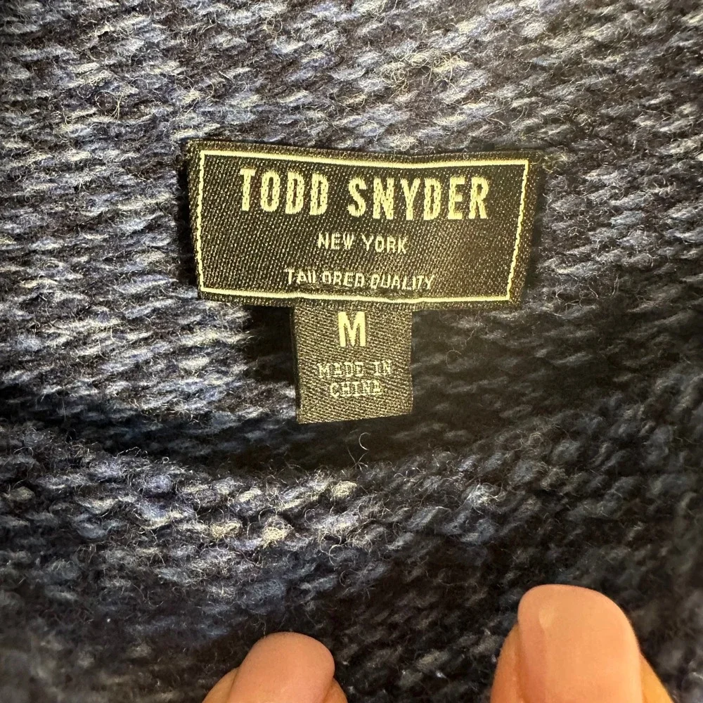 Todd Snyder Mens Blue Marl 100% Wool Roll Neck Sweater Size Medium SW5189840